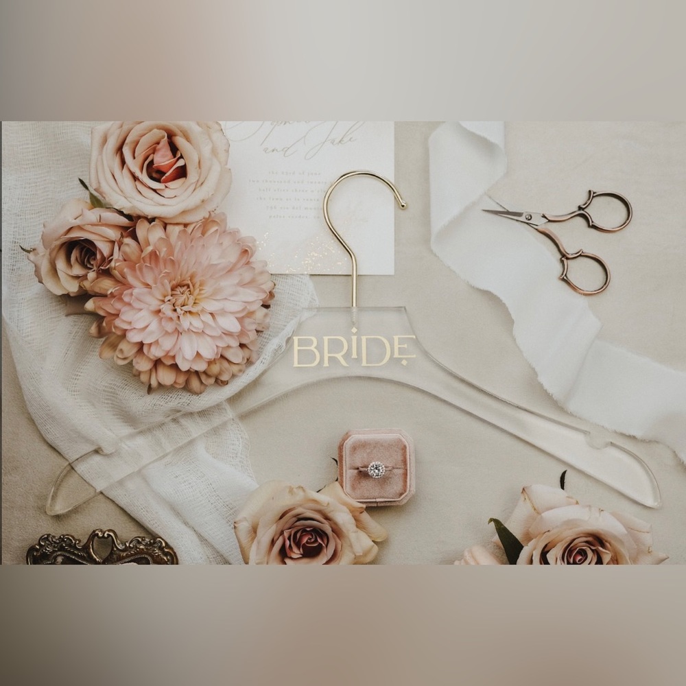 Bride Dress Acrylic Hanger in Gold Rose Gold